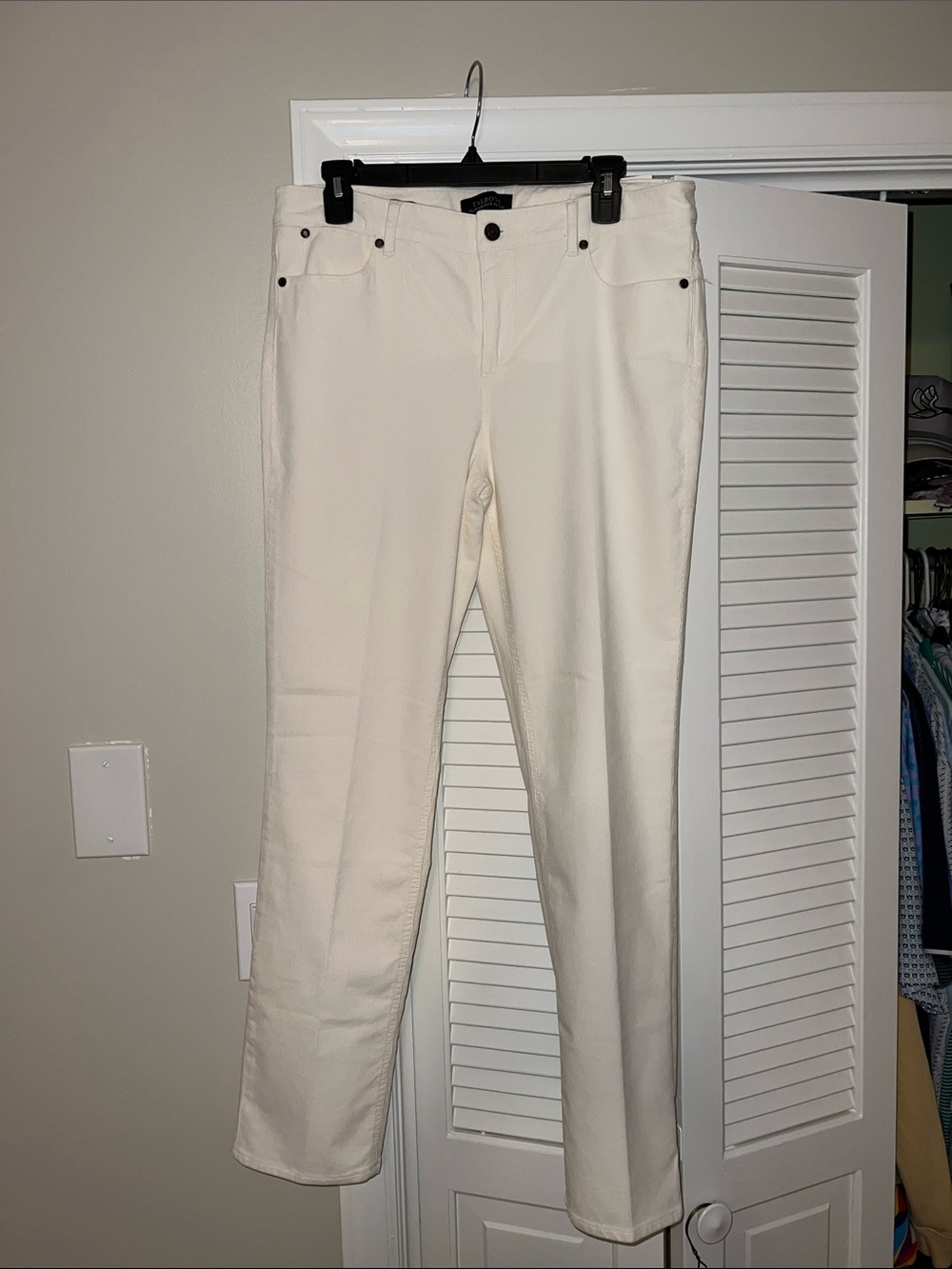 Talbots Cream Straight-Leg Pants Corduroy